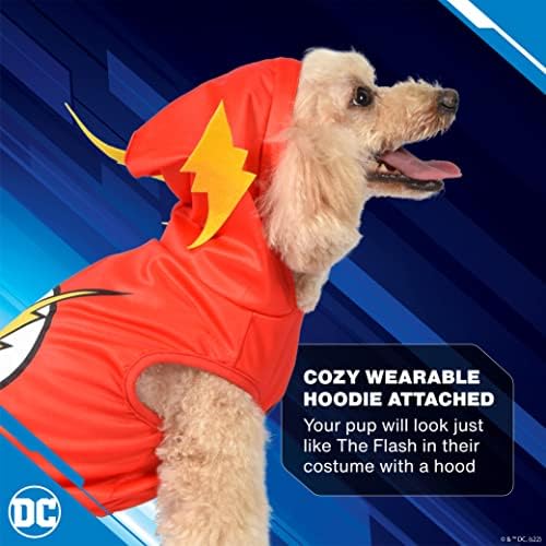 DC קומיקס גיבור העל תחפושת הכלב של הפלאש ליל כל הקדושים - גדול במיוחד | תלבושות של גיבור העל של DC לכלבים,